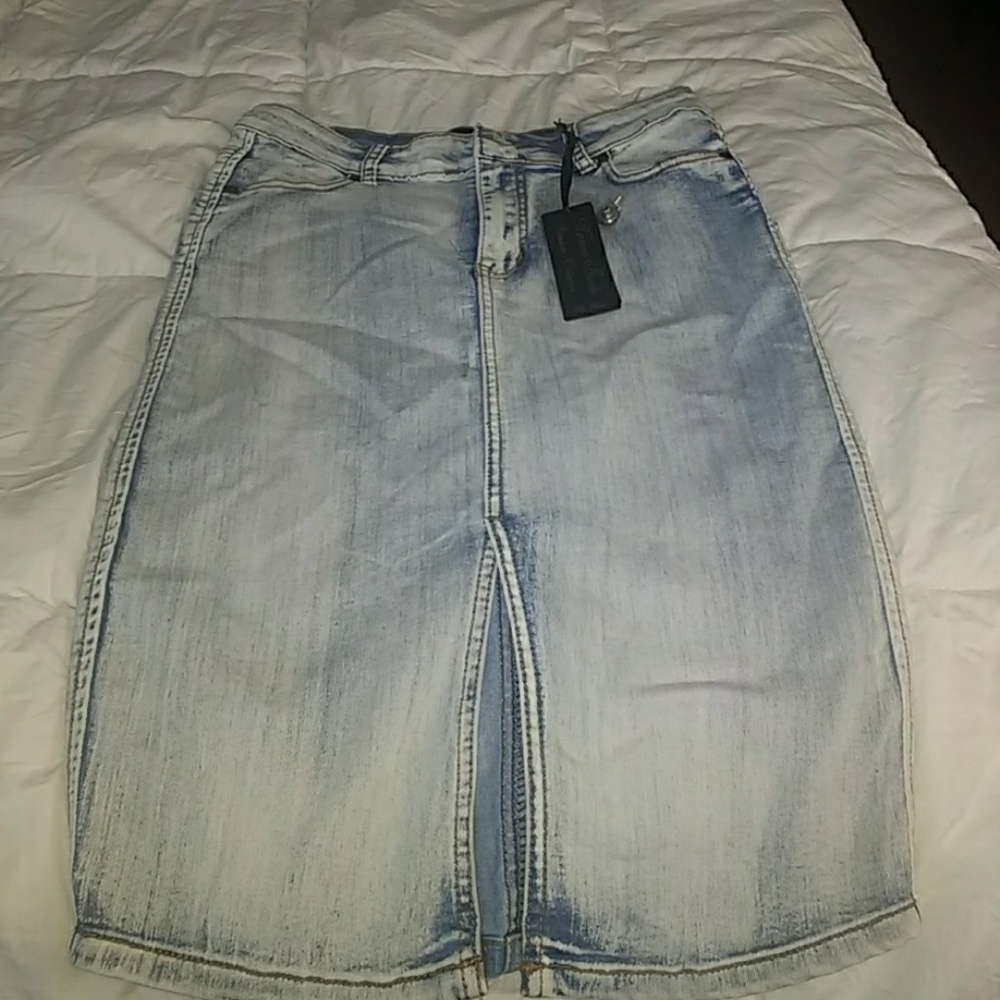 Light Blue Denim Pencil Skirt